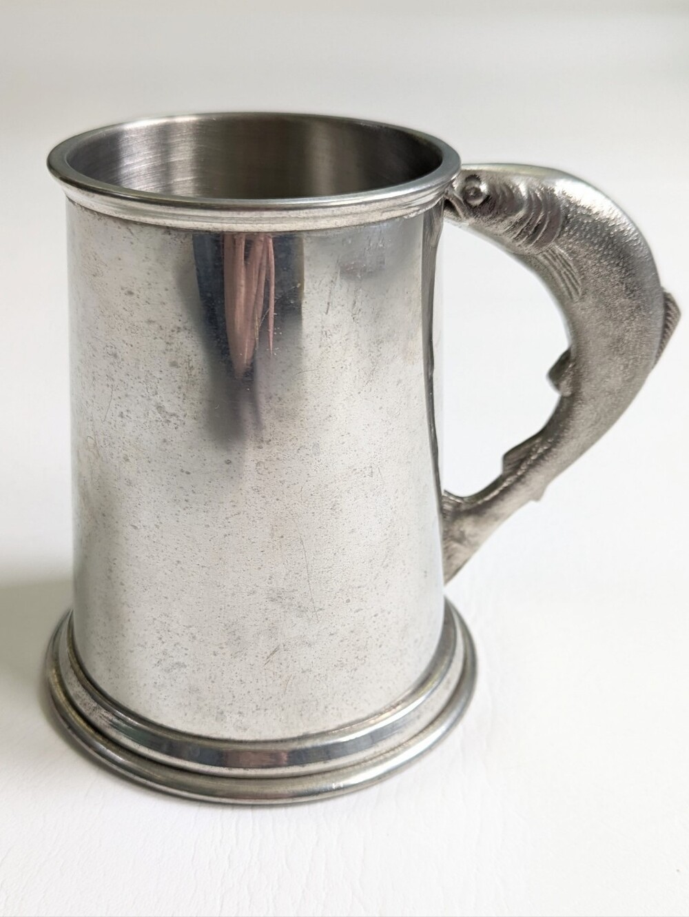 Raimond Viners Sheffield Pewter Tankard Fish Handle Glass Bottom Made In England
